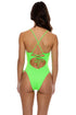 Luli Fama Que Sera Sera SQUARE NECK LACE UP ONE PIECE