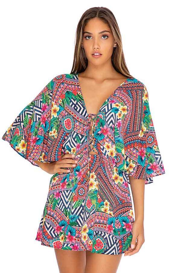 Luli Fama Luli Tribe LACED UP SHORT DRESS