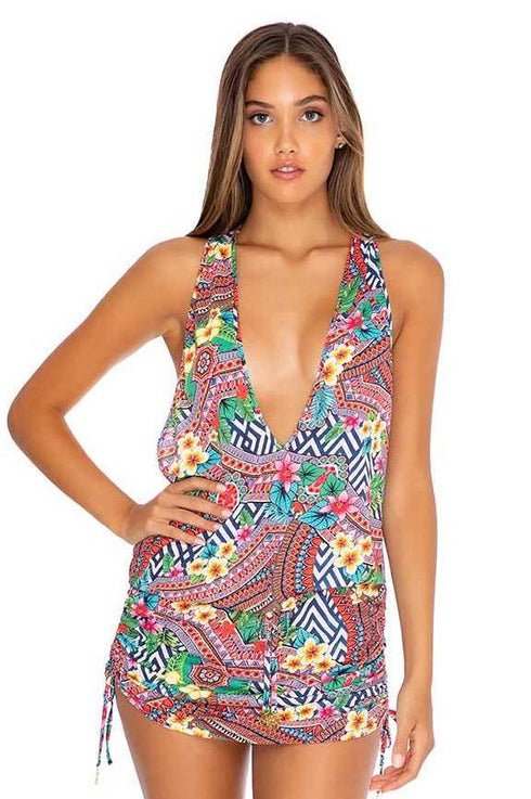 Luli Fama Luli Tribe T-BACK MINI DRESS