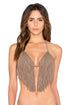 Luli Fama Heart Of A Hippie Weave Fringed Triangle Top