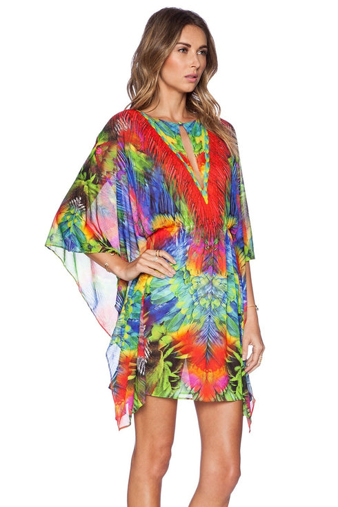 Luli Fama Mundo De Colores Button Front Short Caftan