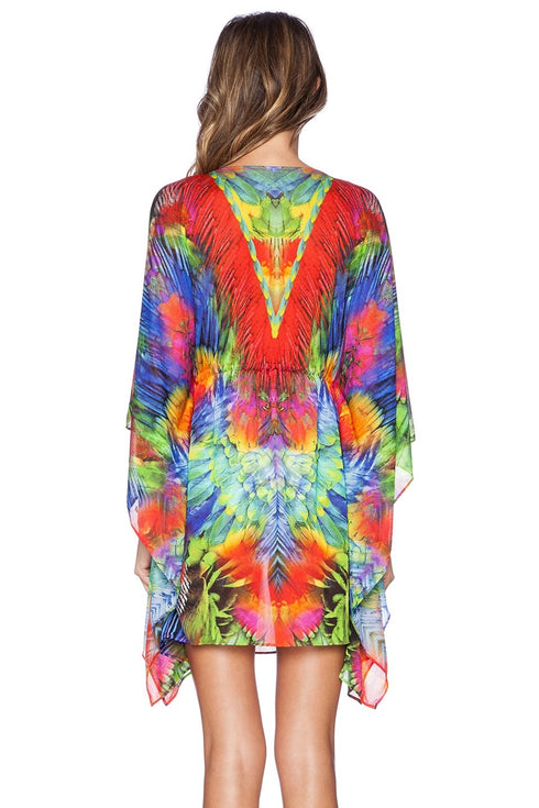 Luli Fama Mundo De Colores Button Front Short Caftan