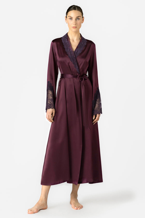 NK Imode Ardene Lush Shawl-collar Long Silk Robe