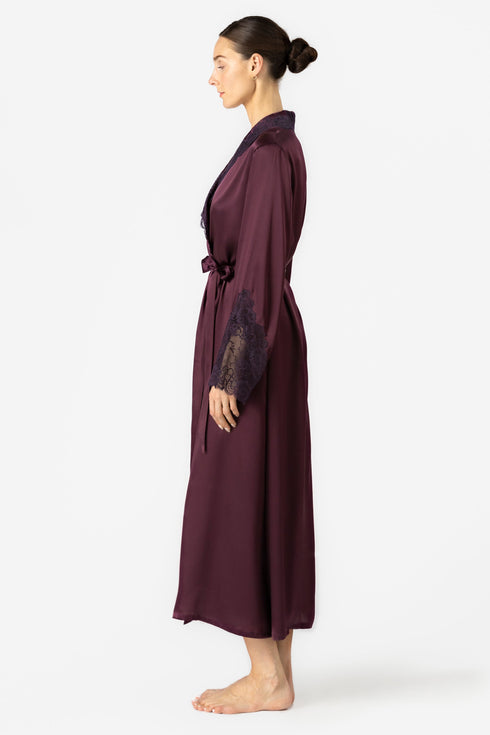 NK Imode Ardene Lush Shawl-collar Long Silk Robe