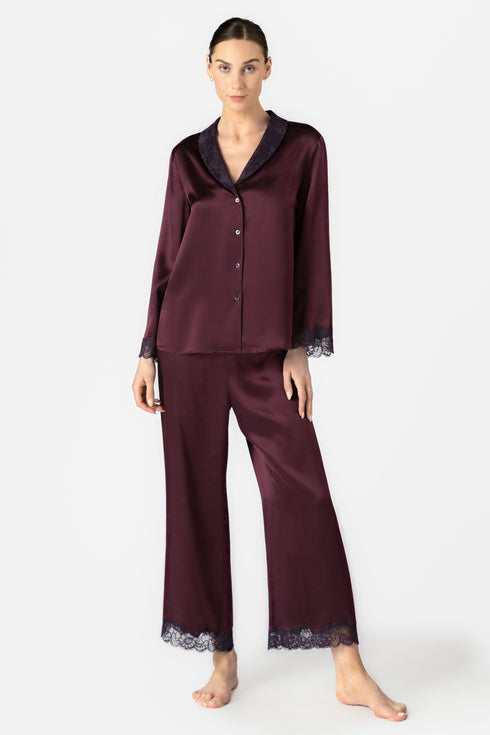 NK Imode Ardene Lush Shawl-collar Silk Pj Set