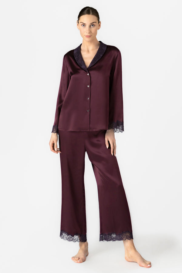 NK Imode Ardene Lush Shawl-collar Silk Pj Set