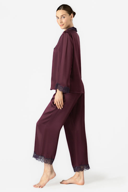 NK Imode Ardene Lush Shawl-collar Silk Pj Set