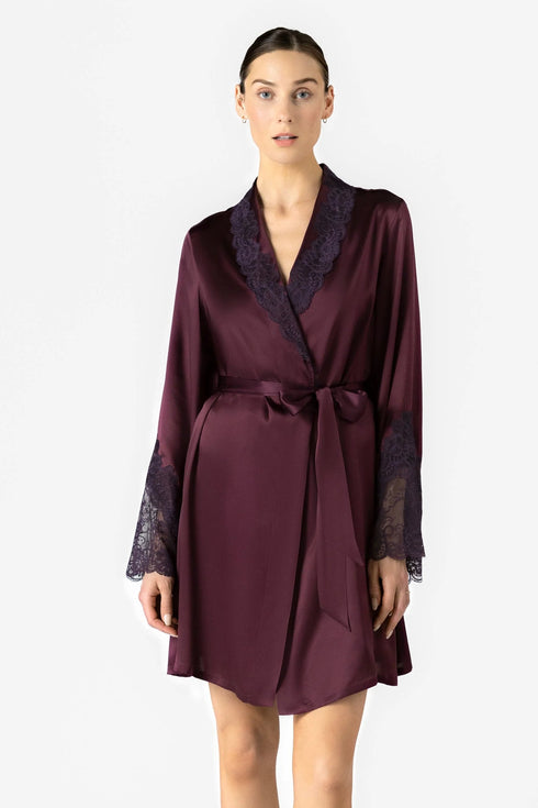 NK Imode Ardene Lush Shawl-collar Short Silk Robe