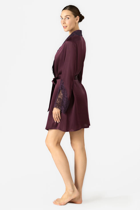 NK Imode Ardene Lush Shawl-collar Short Silk Robe