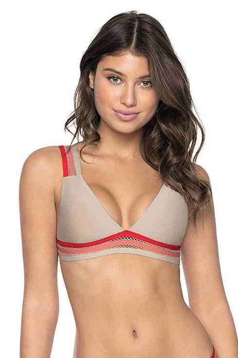 PQ Swim Oyster Ashlynn Trim Halter Bikini Top