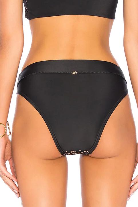 PQ Swim Midnight Gold Lace High Waist Full