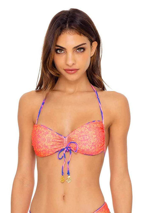 Luli Fama Puerto Aventura REVERSIBLE DRAWSTRING HALTER BANDEAU TOP