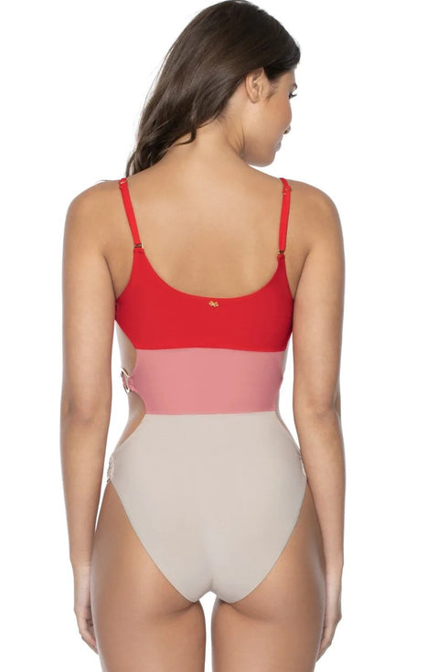 PQ Swim Red Coral Ring Side One Piece