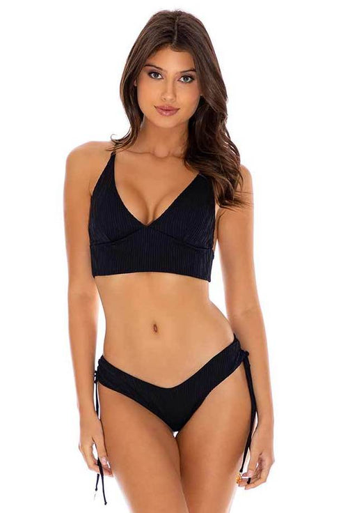 Luli Fama River Dance BLACK BUSTIER TOP