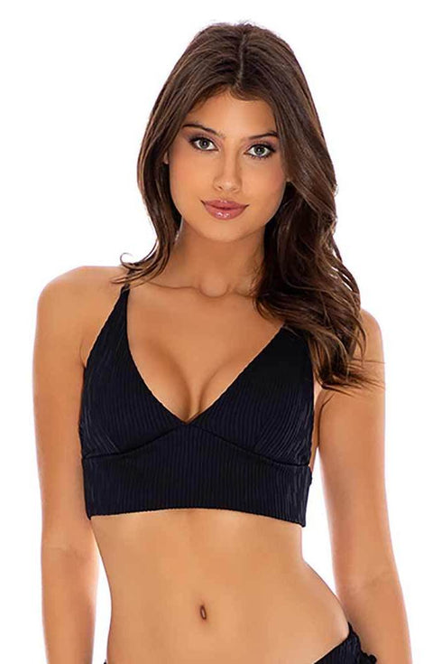 Luli Fama River Dance BLACK BUSTIER TOP