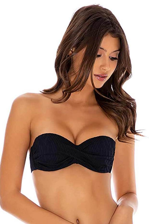 Luli Fama River Dance BLACK PUSH UP BANDEAU TOP