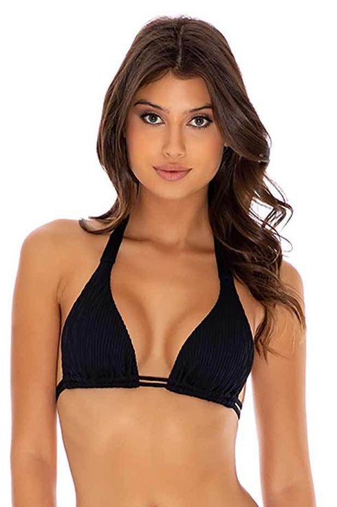 Luli Fama River Dance BLACK TRIANGLE HALTER TOP