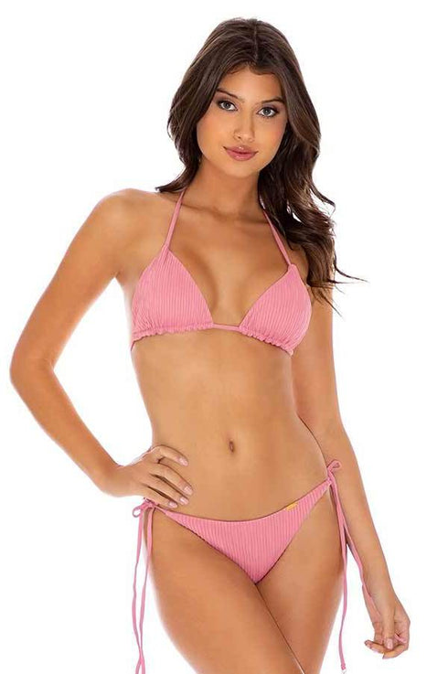 Luli Fama River Dance BLUSH SEAMLESS RUCHED BRAZILIAN TIE SIDE BOTTOM