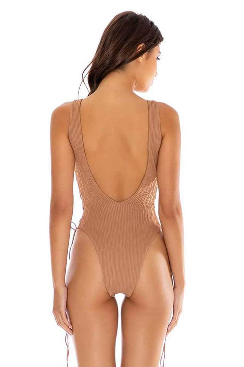 Luli Fama River Dance COCONUT INTERLACED ONE PIECE BODYSUIT