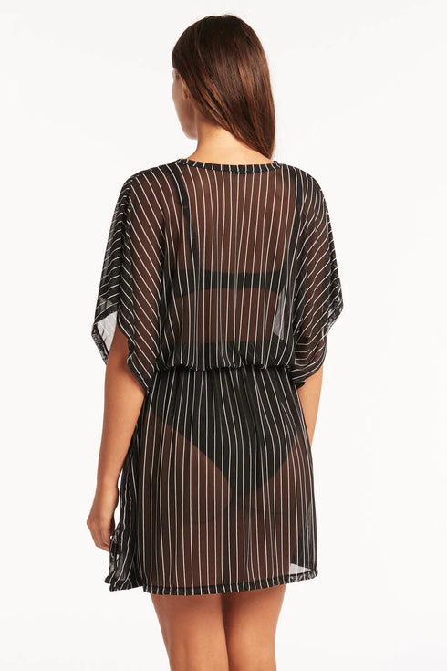 Sea Level Shorline Panelled Mesh Kaftan