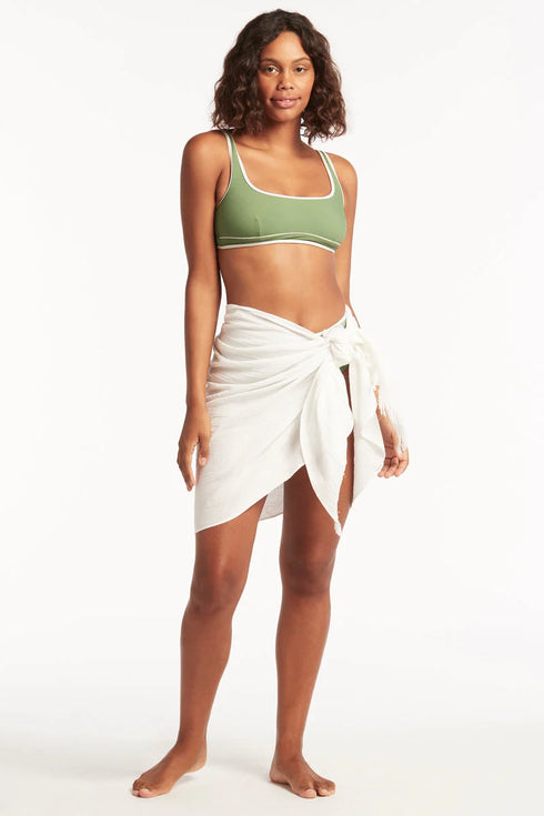 Sea Level Overswim Frayed Sarong