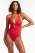 Sea Level Essentials Keyhole Halter One Piece