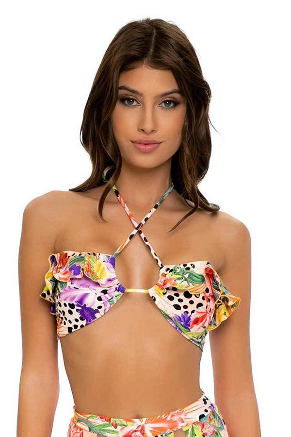 Luli Fama Shocking Florals BANDEAU TOP