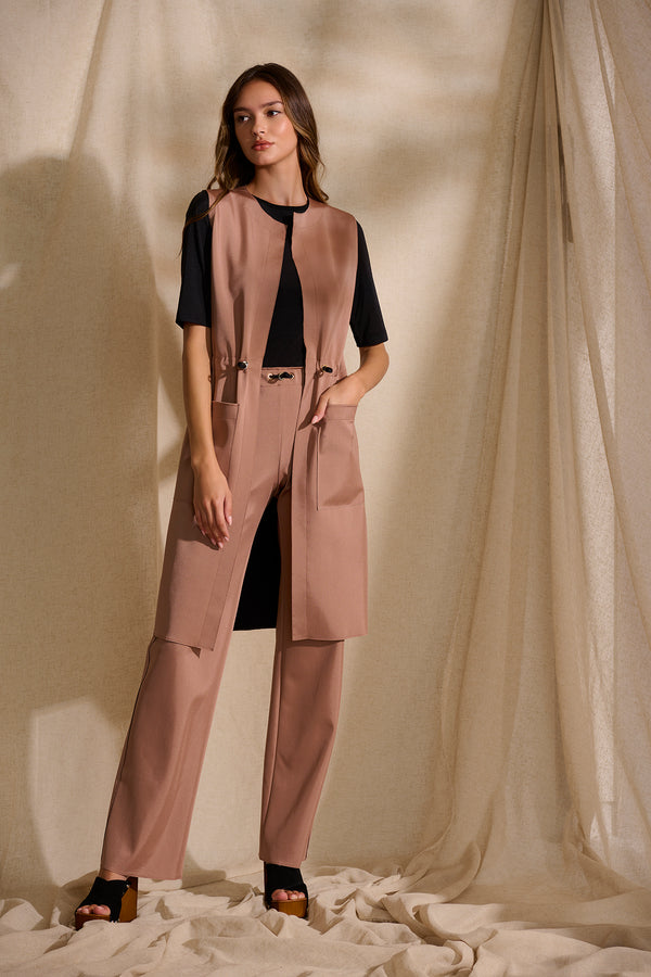 Shan Gaby Cinch waist long vest