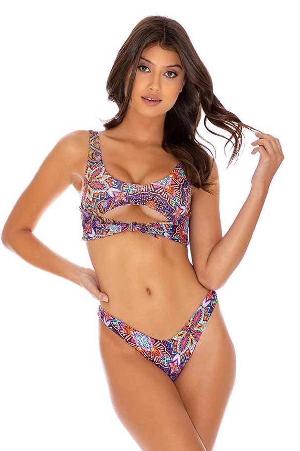 Luli Fama Tiki Babe REVERSIBLE TIE FRONT TANK TOP