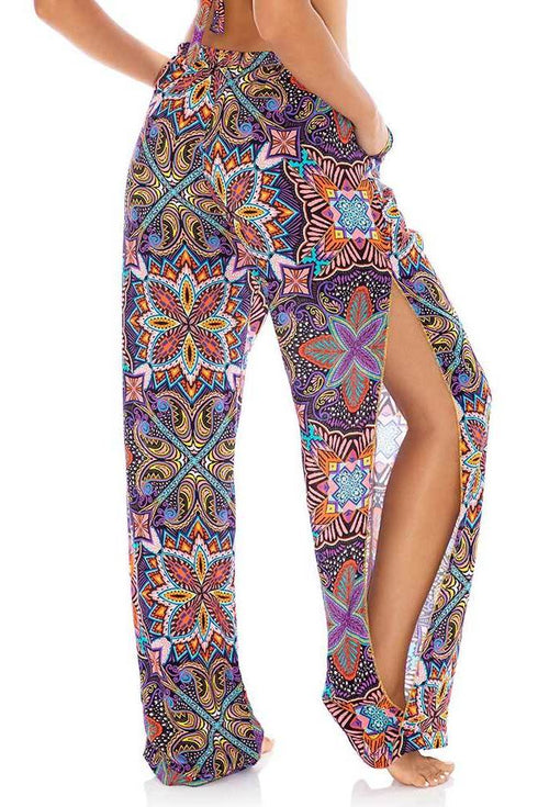 Luli Fama Tiki Babe SPLIT SIDE WIDE LEG PANT