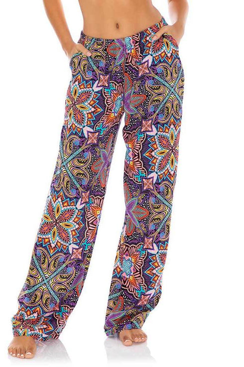 Luli Fama Tiki Babe SPLIT SIDE WIDE LEG PANT