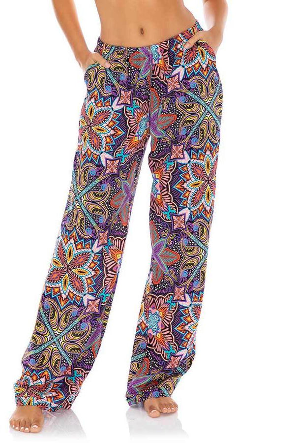 Luli Fama Tiki Babe SPLIT SIDE WIDE LEG PANT