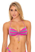 Luli Fama Time To Fiesta NEON PINK DRAWSTRING HALTER BANDEAU TOP