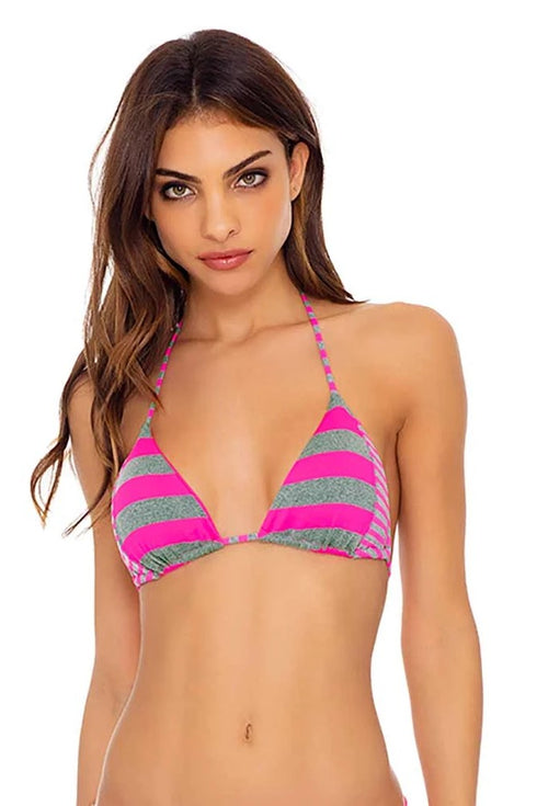 Luli Fama Time To Fiesta NEON PINK SEAMLESS TRIANGLE TOP