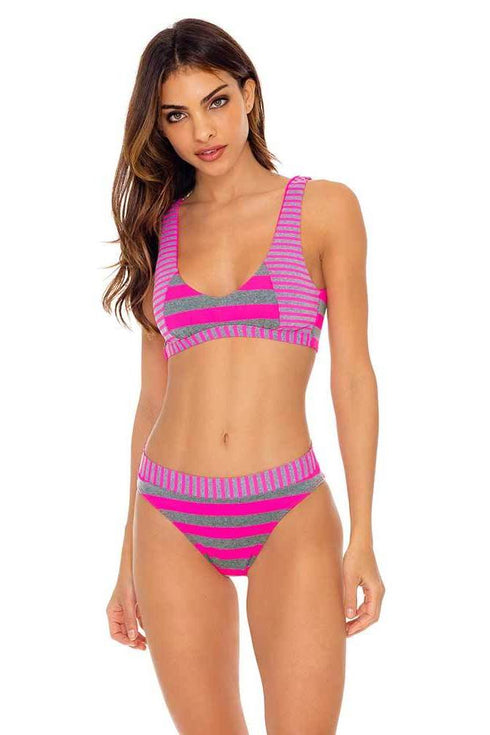 Luli Fama Time To Fiesta NEON PINK HIGH WAIST BANDED BOTTOM