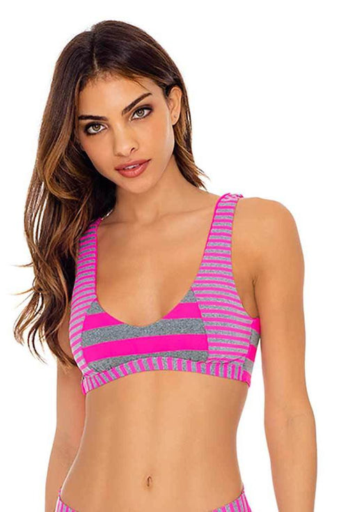 Luli Fama Time To Fiesta NEON PINK TANK BRALETTE TOP