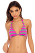 Luli Fama Time To Fiesta NEON PINK TRIANGLE HALTER TOP