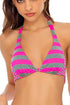 Luli Fama Time To Fiesta NEON PINK TRIANGLE HALTER TOP