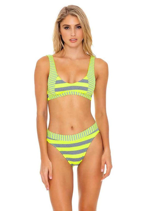 Luli Fama Time To Fiesta NEON YELLOW TANK BRALETTE TOP
