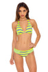 Luli Fama Time To Fiesta NEON YELLOW TRIANGLE HALTER TOP