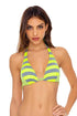 Luli Fama Time To Fiesta NEON YELLOW TRIANGLE HALTER TOP