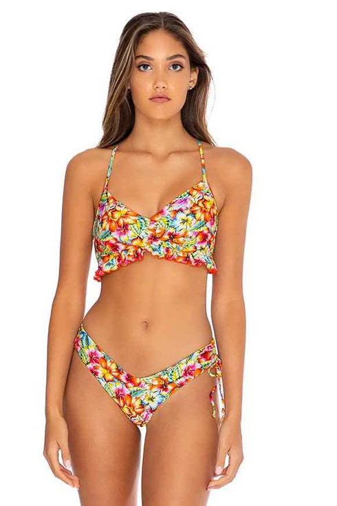Luli Fama Wild Flower RUFFLE DRAWSTRING BRAZILIAN BOTTOM