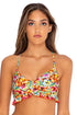 Luli Fama Wild Flower PUCKERED RUFFLE BRALETTE TOP