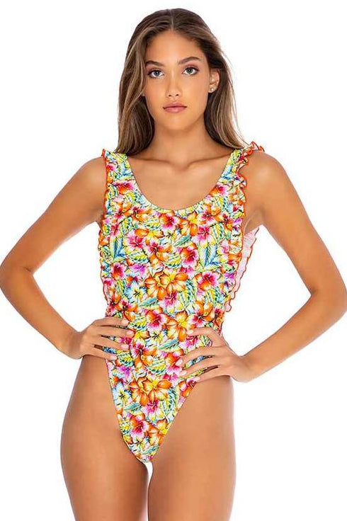 Luli Fama Wild Flower TANK THONG ONE PIECE