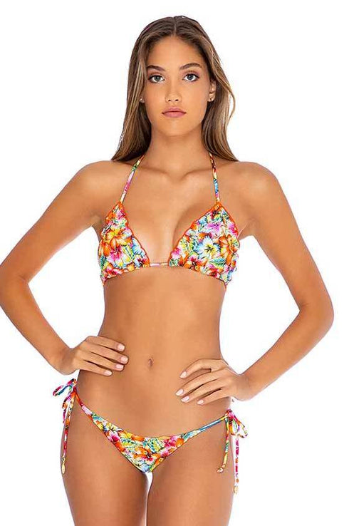 Luli Fama Wild Flower RUCHED BRAZILIAN TIE SIDE BOTTOM