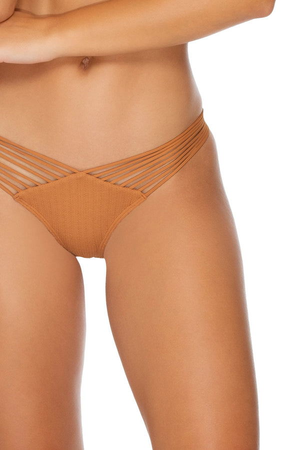 Luli Fama Jagged Bombshell Strappy Brazilian Ruched Back Bottom