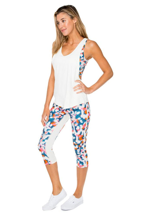 Luli Fama Via Blanca Stripe Panel Inner Thigh Capri Legging