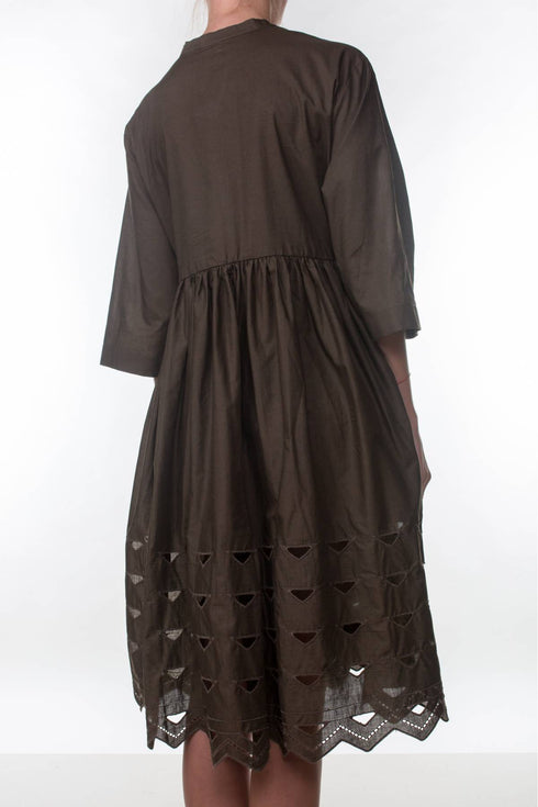 Caterina Mussola Ricamo Short Sleeve Dress