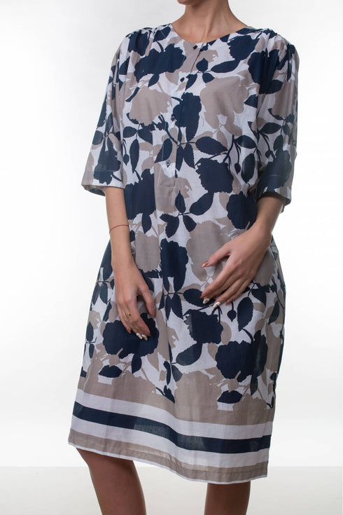 Caterina Mussola Stampa Fiore Serafino Dress