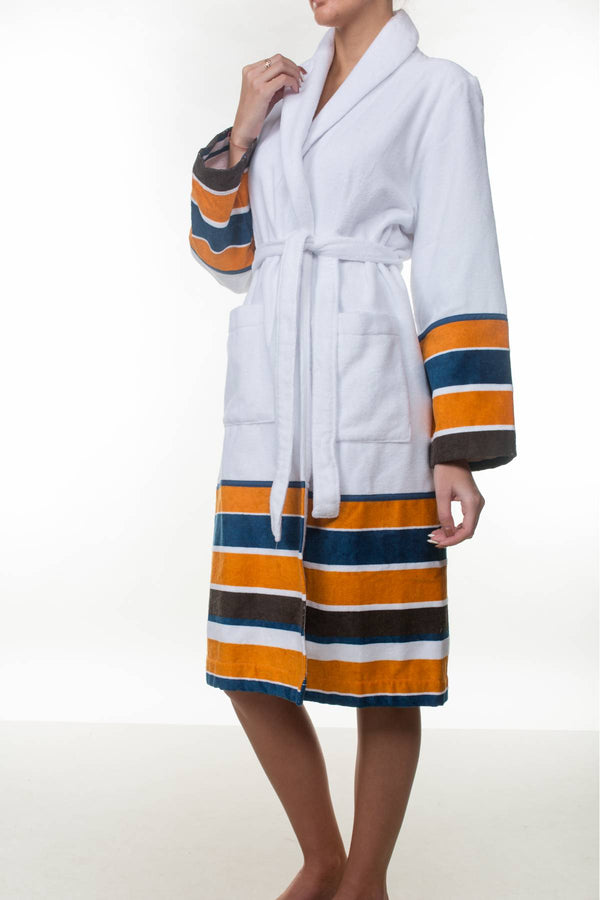 Luna Di Giorno Stampa Riga Bathrobe